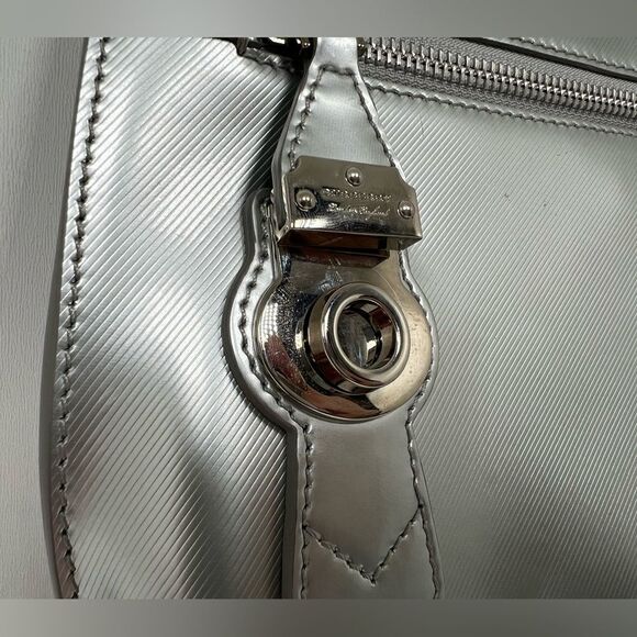Burberry Silver Patent Leather Lock Trench Clutch - Picture 3 of 8